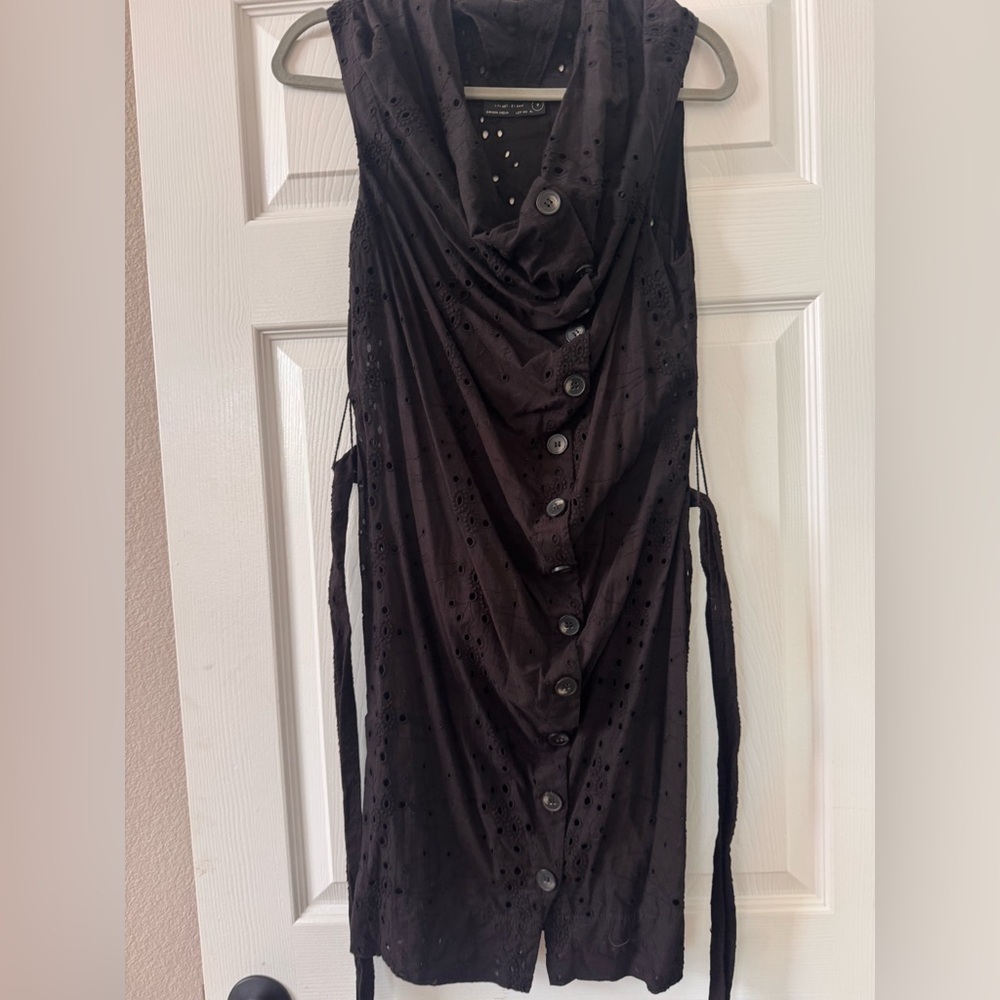 AllSaints Suzie Eyelet dress in black (UK size 8/US size 4)